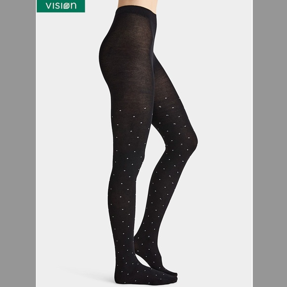 Black and white organic cotton polka dot tights made in Italy NWT - Picture 1 of 7